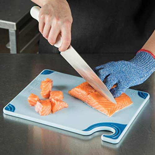 San Jamar Saf-T-Grip Cutting Board With Molded-In Ruler, Plastic Chopping Board for Kitchen, 9" x 12" x 0.35", 6 Count, Blue
