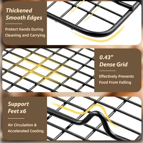 Pleafind 3 PCS Stackable Cooling Rack -16 x 10 Inch Heavy Duty Stainless Steel Baking Racks, Cooling Racks for Cooking and Baking, Ideal for Roasting, and Drying, Oven and Dishwasher Safe
