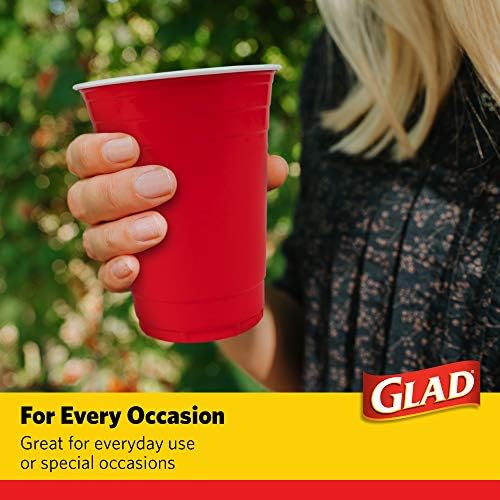 Glad Everyday Disposable Plastic Cups - Red Party Cups for All Occasions - Strong for Parties, Holiday, Graduation, and Thanksgiving - 16oz 100 Count (Pack of 2)