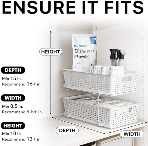 Simple Houseware 2 Tier Pull-Out Sliding Drawer Under Sink Storage, White