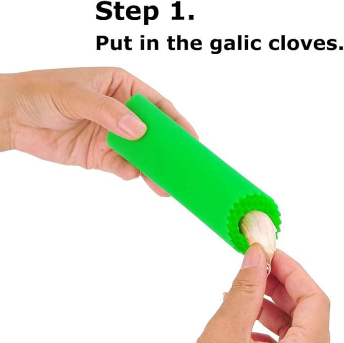 2 Set Silicone Garlic Peeler Easy Roller Tube Useful Garlic Odorfree Kitchen Tool (Black,Green)
