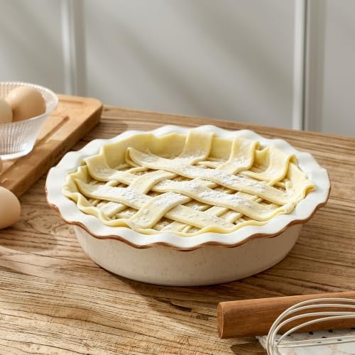 Ceramic Pie Pan for Baking[10.6 inch],Reusable NonStick Ceramic Baking Dish