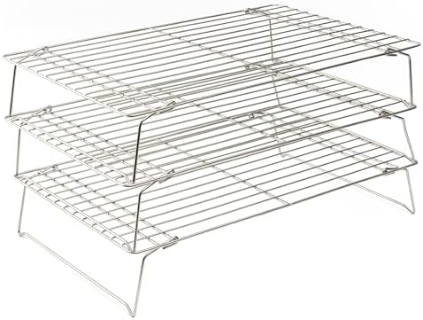 Ultra Cuisine Durable 3 Tiers Stackable, 16" x 10" Cooling Rack for Baking