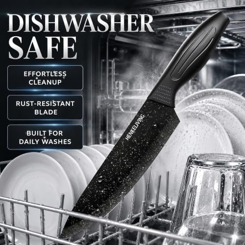 Knife Set with Built-in Sharpener Block, Dishwasher Safe