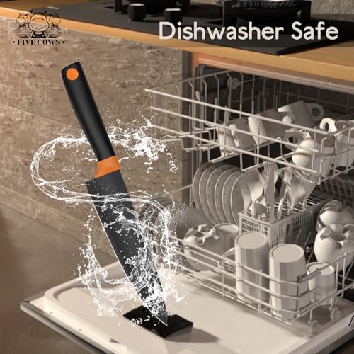 14 Pcs Kitchen Knife Block Set with Sharpener German High Carbon Stainless Steel Chef Knives, Razor-Sharp & Durable, Lightweight Anti-Slip Handle, Professional Set for Home & Kitchen (Orange)