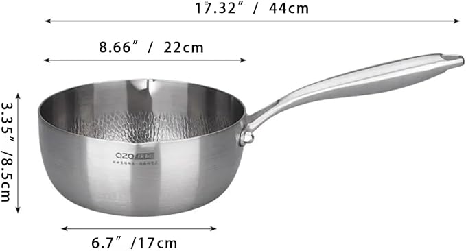 Titanium Saucepan with Lid, Non-Stick Titanium Pot, 500°F Heat Resistant, Fast & Even Heating, Universal Induction Gas Electric Glass Halogen Cooktops, Dual-Pour Spouts Design（2.5 QT)