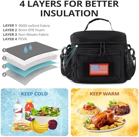 Lunch Box for Men, 12L Leakproof Tactical Lunch Bag Large Cooler for work