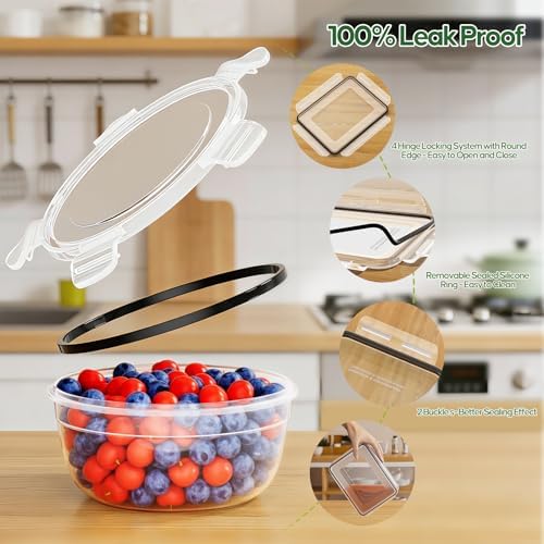 62 PCS Large Food Storage Containers with Lids Airtight Reusable Plastic