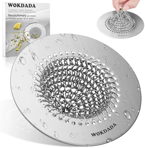 WOKDADA Reversible Kitchen Sink Drain Strainer, Anti-Clog Flat Edge Design