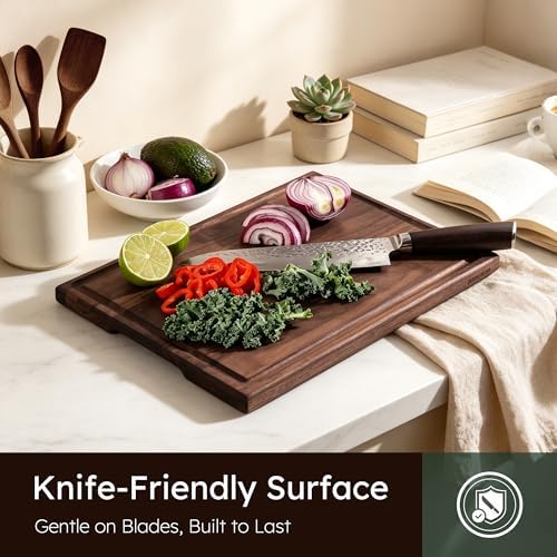 Black Walnut Wood Cutting Boards for Kitchen 14'' Wooden Cutting Board Best