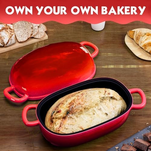 Dutch Oven 9x6 Inch, 2.5QT Cast Iron Bread Pans for Bread Baking