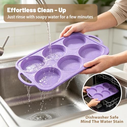 4 Inch Jumbo Silicone Muffin Top Pan with Frame Non Stick Egg Mold Baking