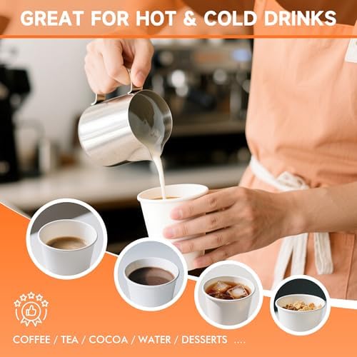 METAPRINT 100 Pack 12 oz Disposable Coffee Cups with Lids,White