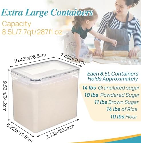 Vtopmart 8.5L Extra Large Flour Sugar Storage Containers, 2 PCS, Black