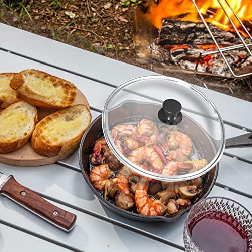 Utopia Kitchen Cast Iron Skillet 8 Inch with Lid Chefs Frying Pan Black