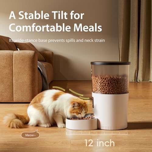 IMIPAW Automatic Cat Feeder, 3L Timed Pet Dry Food Dispenser with Clog-Free Design, Auto Feeder for Cats, 1-6 Meals Per Day, Desiccant Bags, with Stainless Steel