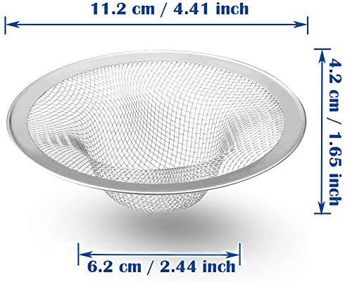 2 Pcs Heavy Duty Stainless Steel Slop Basket Filter Trap, 4.41" Top / 2.44" Mesh Metal Sink Strainer, Perfect for Kitchen Sink/Bathroom Bathtub RV Wash Basin Floor Drain Balcony Drain Hole
