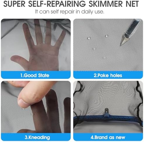 TidyMister Pool Skimmer Net with Self-Repair Fine Nylon Mesh Bag, Pool Leaf Rake for Above Ground Pools & In-ground Pools, Pool Nets for Cleaning - Original Series(No Pole)