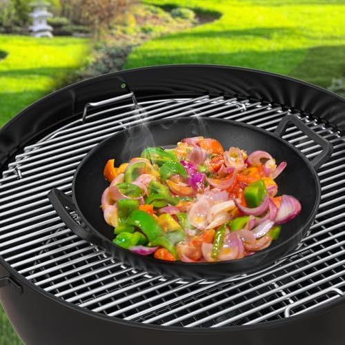 Charkettle 14" Cast Iron Wok with Handles for Gourmet BBQ System Grill