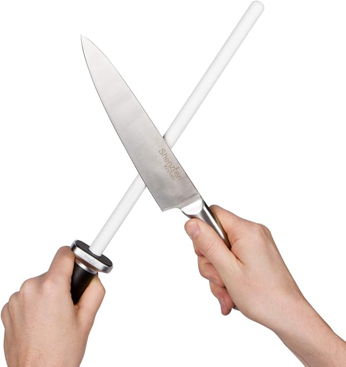 Shenzhen Knives White Ceramic Knife Sharpener Honing Rod: Best Professional Knife Sharpening Tool.12 Inch Honing Stick, Ceramic Honing Rod for Chef's Knife and Kitchen Knife