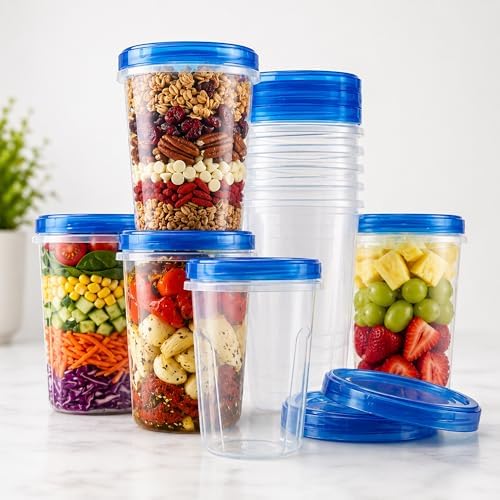 Tafura Freezer Storage Containers, 10 Pack, 32 Oz Leakproof BPA-Free Lids