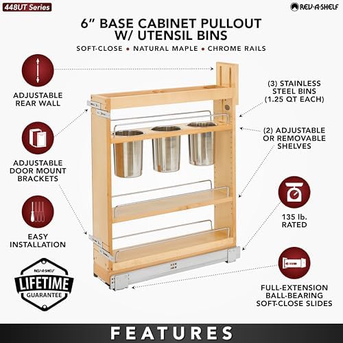 Rev-A-Shelf Pullout Organizer w/Soft-Close, Min Cabinet Opening 5.5" W