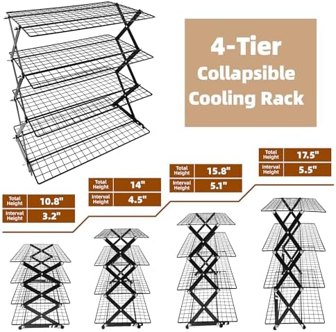 4 Tier Collapsible Cooling Rack Sourdough Cooling Rack 17"x10"