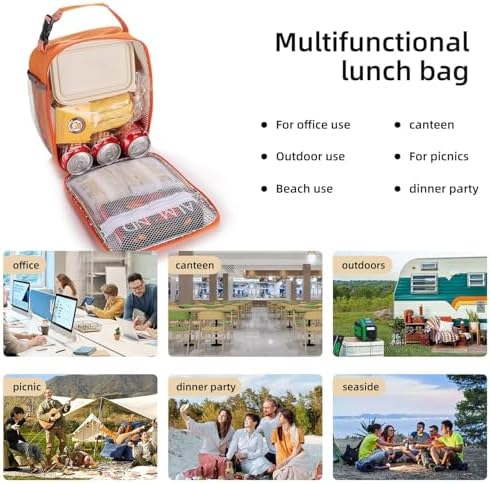 Lovoeo Lunch box Lunch bag for men women Insulated Lunchbox Lunch bags for Work Picnic Travel (Orange)