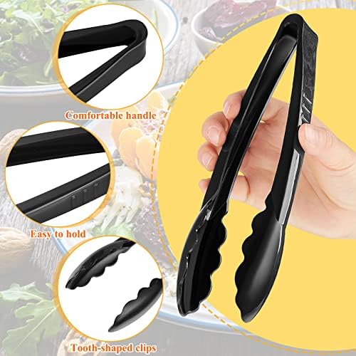 150 Pcs Plastic Tongs, 9 Inch Disposable Serving Tongs, Black