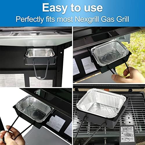 Grill Drip Pan for Nexgrill 720-0830H for Nexgrill Grease Tray Replacement Grease Pan/Box for Nexgrill 720-0888N 720-0925P 720-0896 720-08882A for Cuisinart CGG-7400 with 15pack Aluminum Foil Liner