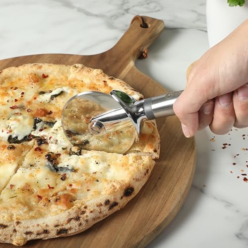 Oster Chadswyck 8.7” Pizza Cutter, Stainless Steel Pizza Wheel, Sharp Rolling Blade, Ergonomic Handle, Dishwasher Safe