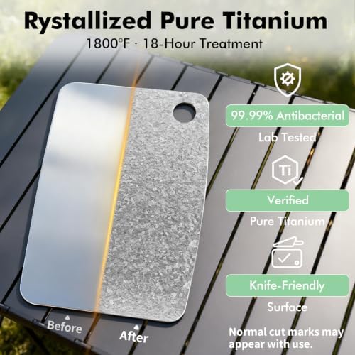Titanium Cutting Board, Crystallized 100% Pure Titanium, 12 x 8 Inch