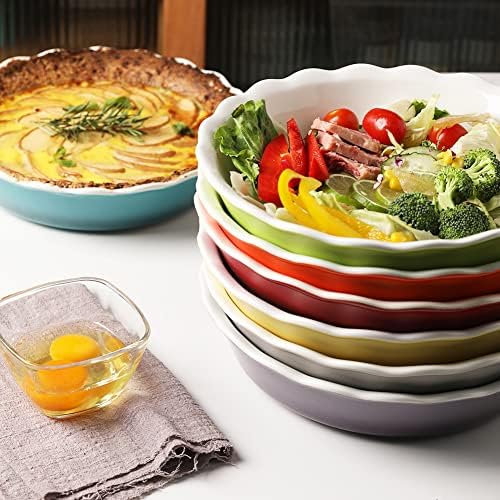 Sweejar Ceramic Pie Pan, 10 Inches Round Baking Dish for Dinner(White)