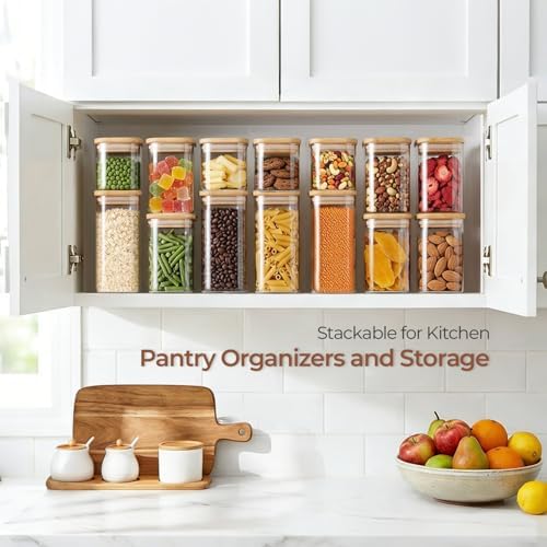 ComSaf Glass Pantry Storage Containers (0.7qt/1.2qt/1.6qt) Set of 6 Jars