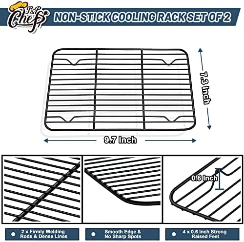 P&P CHEF 9.7" x 7.3" Cooling Baking Wire Racks Pack of 2, Black