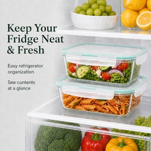 2 Pack 63oz Large Glass Storage Containers with Lids Big Meal Prep Food Container Set for Storing food, vegetables or fruits, BPA Free, Freezer Dishwasher Oven Safe
