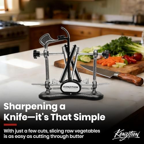 V‑Shape Knife Sharpener, Adjustable‑Angle Diamond Rods, Gray