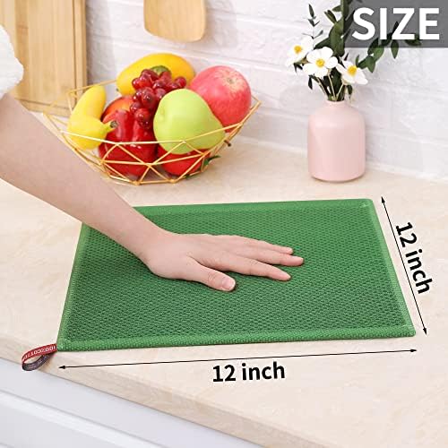 Homaxy 100% Cotton Waffle Weave Kitchen Dish Cloths 12-Pack, Grass Green