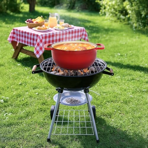 Bonnlo 5QT Round Dutch Oven, Enameled Cast Iron Dutch Oven Pot with Lid & Dual Handles, Oven Safe Up to 500° F, for Sourdough, Bread Baking, Stews and Roasting, Red