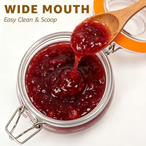 Small Glass Storage Jars with Airtight Lids Wide Mouth 17 oz 6 Pack