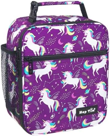 Hap Tim Kids Lunch Box for Girls Boys, Reusable Lunch Bag for Kids, Spacious Lunchbox, Insulated Lunchbag, Purple Unicorn(18654-PP)
