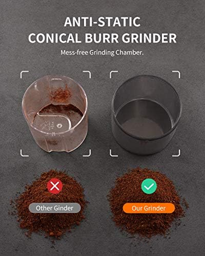 KIDISLE Conical Burr Coffee Grinder 2.0, Electric Coffee Bean Grinder for Precise Grinding, 35 Settings, 2–12 Cup Selector, Anti-Static Design for Home Use, Beige