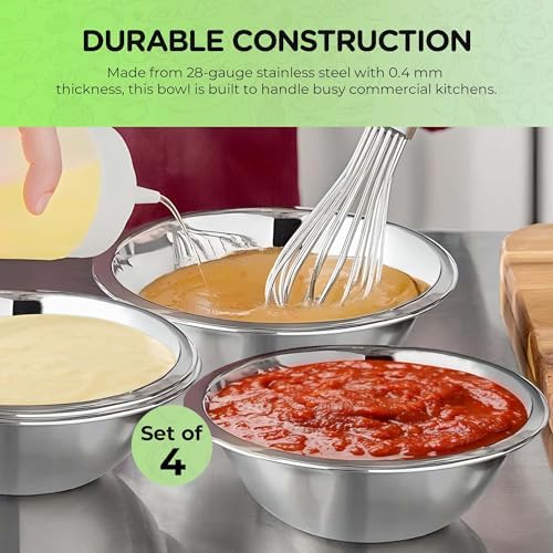 OCS Parts 4-Pack 1.5 Quart Stainless Steel Mixing Bowls
