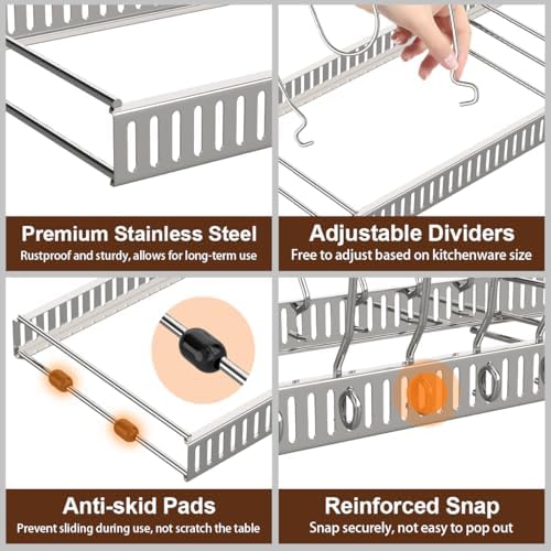 Housolution Pot and Pan Lid Organizer Holder Storage Rack, Silver