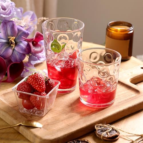 Moretoes Circle Drinking Glasses Set of 12 Clear Water Glass Cups