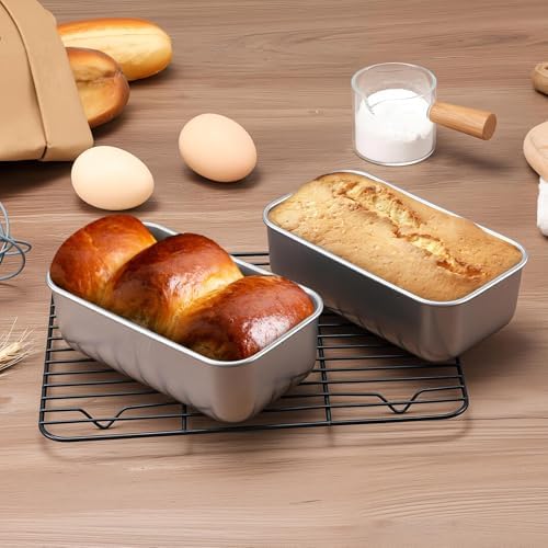 LIANYU 6.3 x 3.5 In Stainless Steel Mini Loaf Pans for Baking Bread, 20 PCS