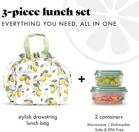 Fit & Fresh Cromwell Cinch Lunch Bag for Women | Insulated Lunch Box with Containers