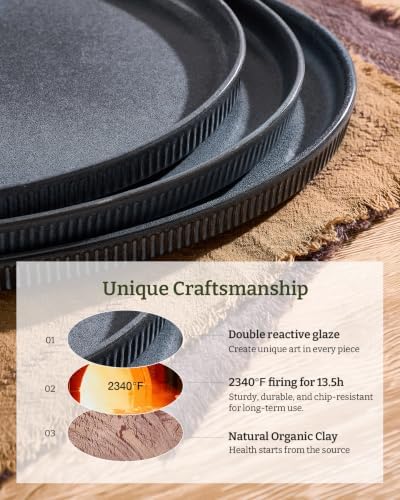 famiware Large Serving Platters Set of 3 Sizes - Oval, Matte Dark Charcoal