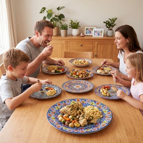 glowworm Dinner Plates, 10.5 Inch Ceramic Plates Set of 6, Bohemian