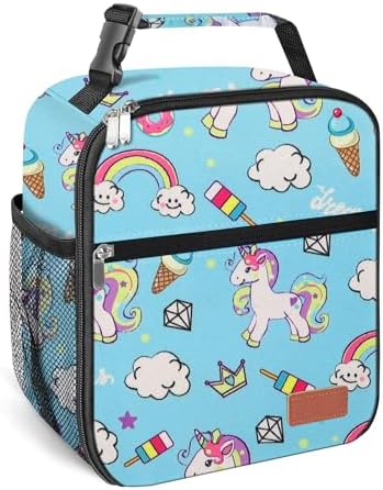Lunch Box for Men & Women Durable Lunch Bag for Adults Reusable Small Lunchbox Blue Unicorn
